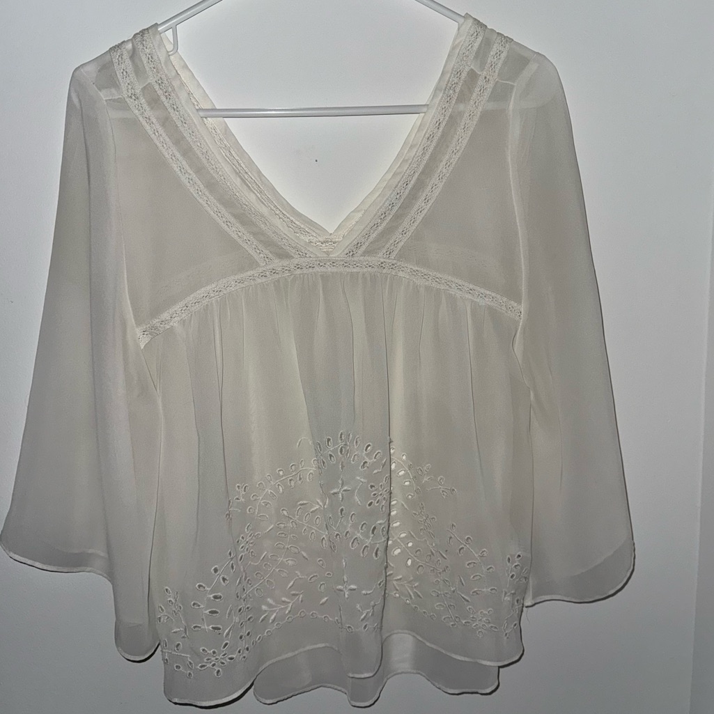 Abercrombie & Fitch White Lace Trim Blouse